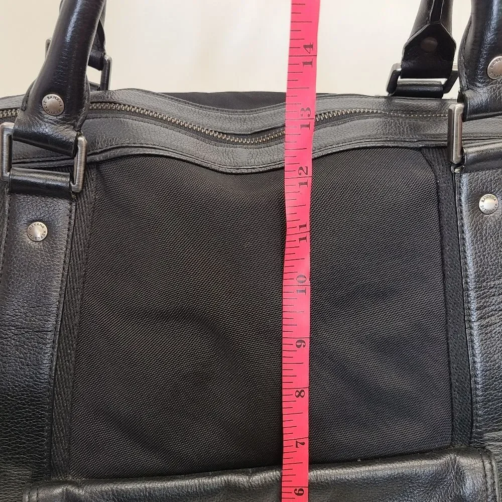 Banana Republic Large Black Canvas Leather Trim Duffle Weekender Travel Bag